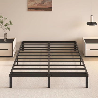 HOBINCHE 10 Inch King Bed Frame,King Size Bed Frame No Box Spring Needed | Heavy Duty Metal Platform Mattress Foundation with Steel Slats, Non-slip Noise Free Easy Assembly Black