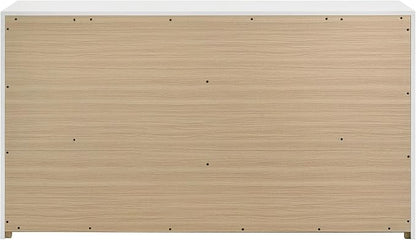 Coaster Home Furnishings - INES - Wood - 6-Drawer Dresser with Scratch-Resistant, Gold Pulls and Contemporary Style - Bedroom - White High Gloss - 223093