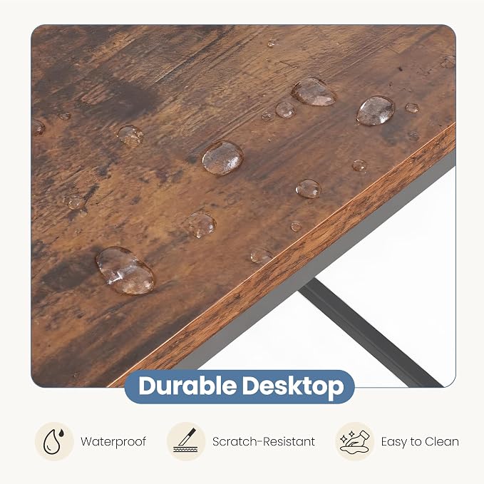 DUMOS L Shaped Desk 55 Inch Computer Desk Gaming Furniture Corner Desks Home Office PC Table with Reversible Storage Shelves for Writing Working Study Bedroom Dorm, Rustic Brown