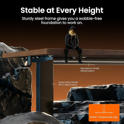 ErGear Height Adjustable Electric Standing Desk, 32 x 19 Inches Sit Stand up Desk, Memory Computer Home Office Desk, Dark Walnut