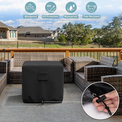 SHINESTAR Fire Pit Cover Square, Fits for 26-28 Inch Fire Pit Table, 600D Heavy Duty Fabric, Waterproof and Windproof, 28 x 28 x 25 Inches, Black