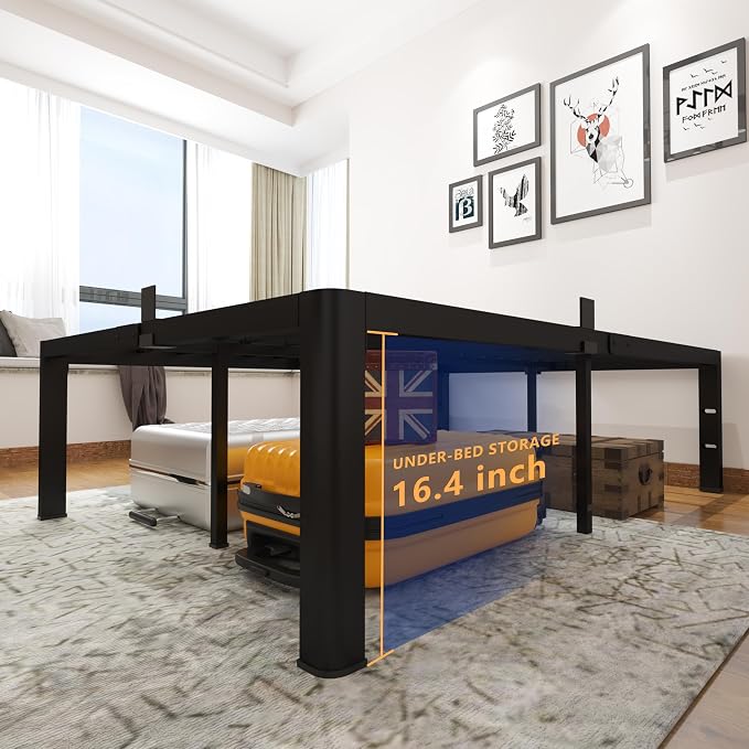 yookare King Platform Bed Frame,18" Heavy Duty Metal Mattress Foundation, Rounded Safety Corners & Recessed Legs,Mattress Retainers,Easy Assembly,Noise Free Steel Slat Support,No Box Spring Needed