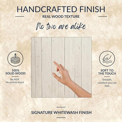 Barn Walls Whitewash Headboard, Full Size | Coastal Design Distress, Solid Wood Floating Panels, Wall Mount, Adjustable Height, Easy Assembly