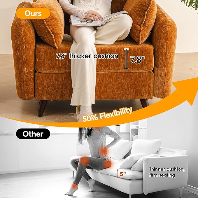 Rexulqo Oversized Accent Chair Set of 2,All Seats Storage,Comfy Armchair,24.5'' Deep Seat,Upholstered Living Room Chairs,Big Reading Chair for Bedroom,Office,Chenille,Yellow