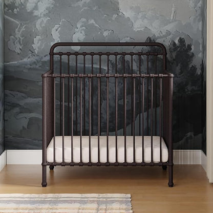 Namesake Winston 4-in-1 Convertible Mini Crib w/Wheels Durable Metal | GREENGUARD Gold Certified - Portable, Metal Baby Crib w/ Removable Wheels - Converts to Toddler Bed, Daybed & Twin Size Bed