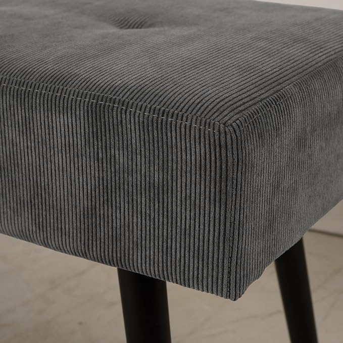 Comfy to go Entryway Bench - Grey Bench for Bedroom, Modern Ottoman End of Bed, Corduroy Padded Benches for Living Room, Foyer, Mudroom, Hallway - 39" L x 14" W x 17" H