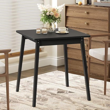 HOOBRO Bamboo Dining Table, Square Dining Table for 2, 27.6" Kitchen Table for Small Space, Writing Table, Easy to Assemble, for Dining Room, Living Room, Office, Kitchen, Apartment, Black BK70CZ01G1
