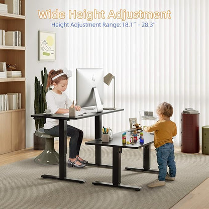 YIHAYO Low Height Adjustable Desk, Lifts 18.1-28.3 Inches, Electric Standing Desk for Short People, 55 x 24 Inches Computer Table with Splice Board for Home Office, Black