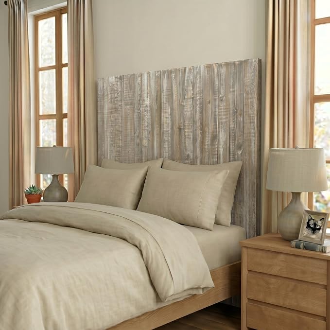 Barn Walls Twin Wood Headboard - Graywash Farmhouse Design - Wall Mounted Floating Headboard for Twin Bed - Handcrafted Solid Wood - Easy No-Drill Installation
