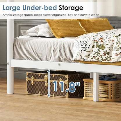Bunk Bed Twin Over Twin, More Sturdy Heavy Duty Metal Bunk Bed with Angled Ladder for Teens and Adults, Used for Spaces-Saving, Apartment or Dorm, Noise Free & Easy Assembly, White