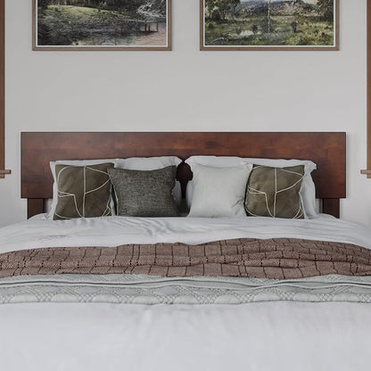 AFI, Orlando Full Adjustable Modern Solid Wood Panel Headboard, Walnut