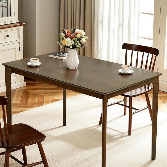 Hokway Dining Table for 4, 43 Inch Rectangular Solid Wood Kitchen Table for Small Space, Modern Dinner Table for Dining Room, Living Room, Office, Oak