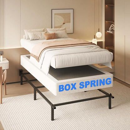NHODIR Box Spring for Twin Bed, 7 inch Twin Size Box Spring Only, Strong Metal Frame Mattress Foundation, No Noise, Easy Assembly