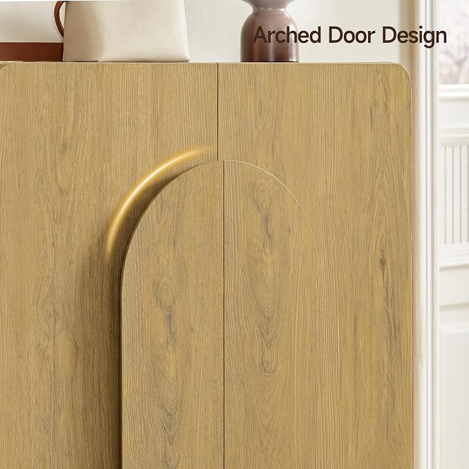 ONBRILL Shoe Storage Cabinet with Doors, Large Shoe Cabinet Storage for Entryway, Wooden 6 Tier Shoe Organizer Cabinets with Adjustable Shelves for Entrance Hallway Living Room Foyer (Oak)