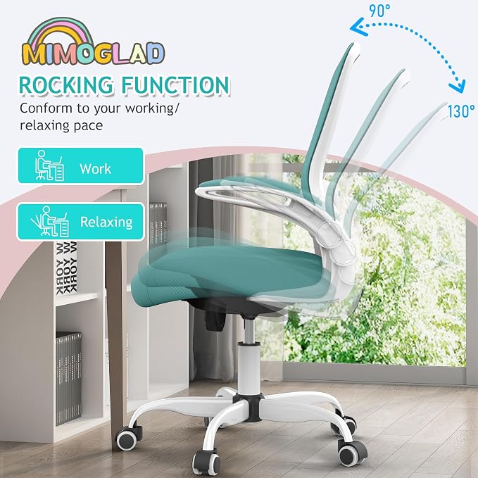 Mimoglad Ergonomic High Back Mesh Office Chair, Adjustable Lumbar Support, Thickened Seat Cushion (Modern, Tiffany Blue)