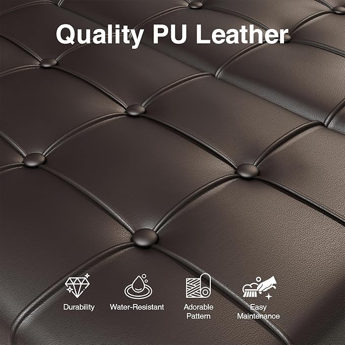 FiveWillowise Square Leather Ottoman with Storage, Faux Leather Coffee Table with Lift Top,Large Upholstered Footrest Stool Toy Box Storage Bench for Bedroom Living Room, Chocolate
