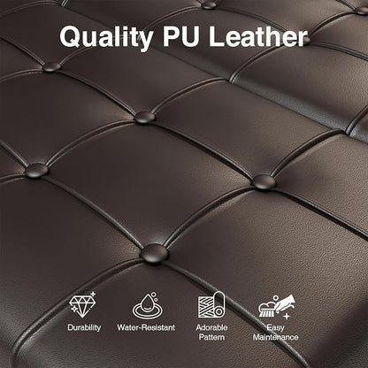 FiveWillowise Square Leather Ottoman with Storage, Faux Leather Coffee Table with Lift Top,Large Upholstered Footrest Stool Toy Box Storage Bench for Bedroom Living Room, Chocolate
