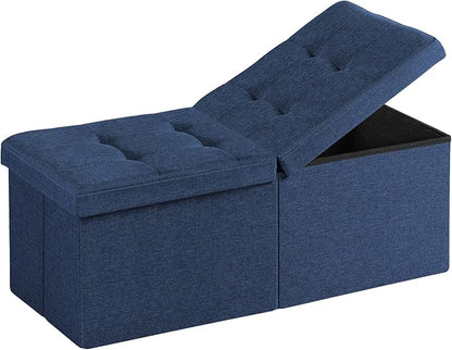 30-INCH Storage Ottoman Bench, Footrest with Storage, End of Bed Bench Coffee Table for Living Room, Bedroom, Entryway, Dark Blue