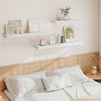 Vivelove White Floating Shelves, 16 Inch Wall Display Shelves for Bathroom Living Room Kitchen Bedroom Office Farmhouse Home Decor, 16" X 9.3" X 1.5" - Set of 2, White