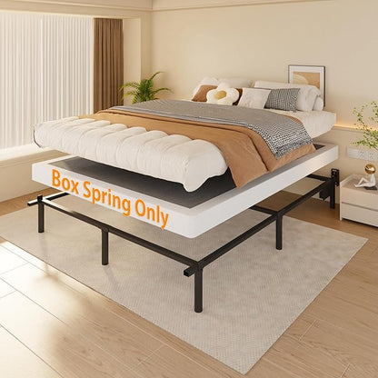 DORITRON 4 Inch Low Profile Box Spring Queen, 3000lbs Heavy Duty Queen Size Box Spring Bed Base Metal Mattress Foundation, Easy Assembly, Noise Free
