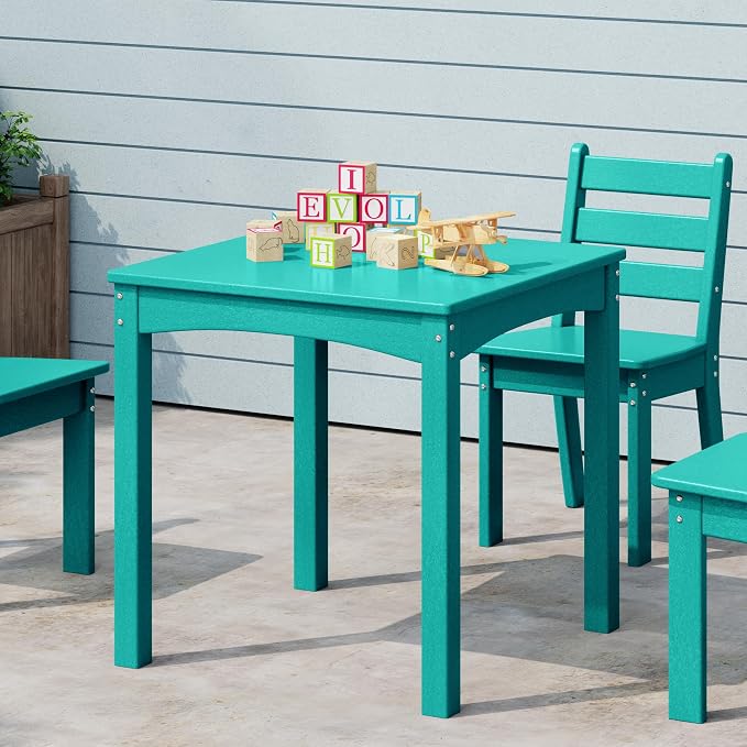 Costaelm Kids Outdoor 24" Dining Table, Turquoise