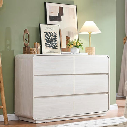 Standifurno White 6 Drawer Dresser for Bedroom, 47" Wide Dresser with Large Storage, Wooden Chest of Drawers for Bedroom, Hallway.