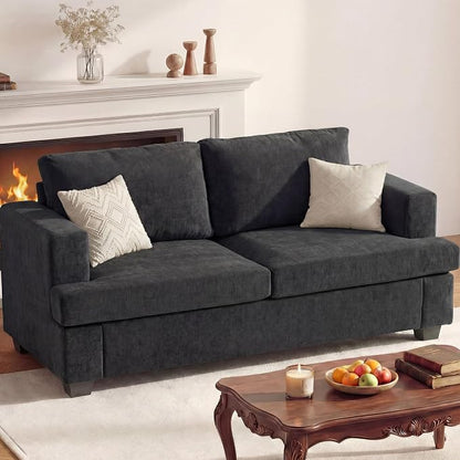 Apicizon 63" Cloud Sofa Loveseat Sofas, Comfy Loveseat Couch for Bedroom Living Room, Couch Sofa with Removable Cushions, Dark Grey Chenille