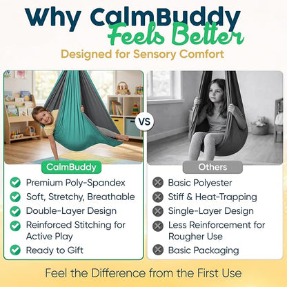 Sensory Swing for Kids Indoor Outdoor - Calming Cocoon Therapy Swing, Holds 300lbs - Hug-Like Sensory Hammock with 360° Swivel Hardware for Autism, ADHD, SPD Support