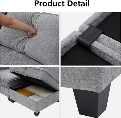 ORRD Oversized Modular Sectional Sofa Set, Convertible U Shaped Couch with Storage, 8 Seater Sofa Modular with Ottomans and Reversible Chaise for Living Room, Office (Grey)