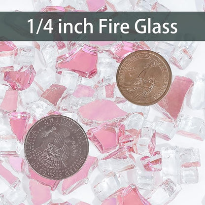 Onlyfire 10 lbs Fire Glass Rocks 1/4 Inch, Reflective Tempered Glass for Propane Fire Pit & Gas Fireplace, High Luster Firepit Glass Stones for Fire Table, Rose Gold (Multicolor Options Available)