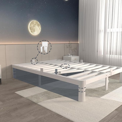 ITIMIDI 10 Inch Full White Bed Frames with Metal Gaskets,Metal Platform Bed Frame Full Size, Heavy Duty Steel Support 3500 LBS, No Box Spring Needed, Anti-Slip Mattress Stopper, Easy Assembly