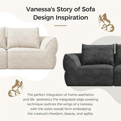 76.4" Cloud Loveseat Sofa, Deep Seat Couch with Pillows, Modern Comfortable Upholstery Boneless Sofa, 1 piece for Living Room, Bedroom, Apartment, Removable Cover，No Assembly Required, Orange