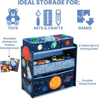 Delta Children Space Adventures Design & Store 6 Bin Toy Storage Organizer - Greenguard Gold Certified, Blue