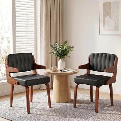 Dining Chairs Set of 2 with Hanging Armrest Black | Set of 2 luxury chairs featuring a unique table-hanging armrest design, perfect for modern, space-conscious homes