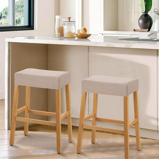 YISUN Stool Covers Rectangle - 2 Pack Stretch Waterproof Saddle Seat Cover Counter Bar Stools Bar Chairs Covers Kitchen Island Chairs Cushion Protector