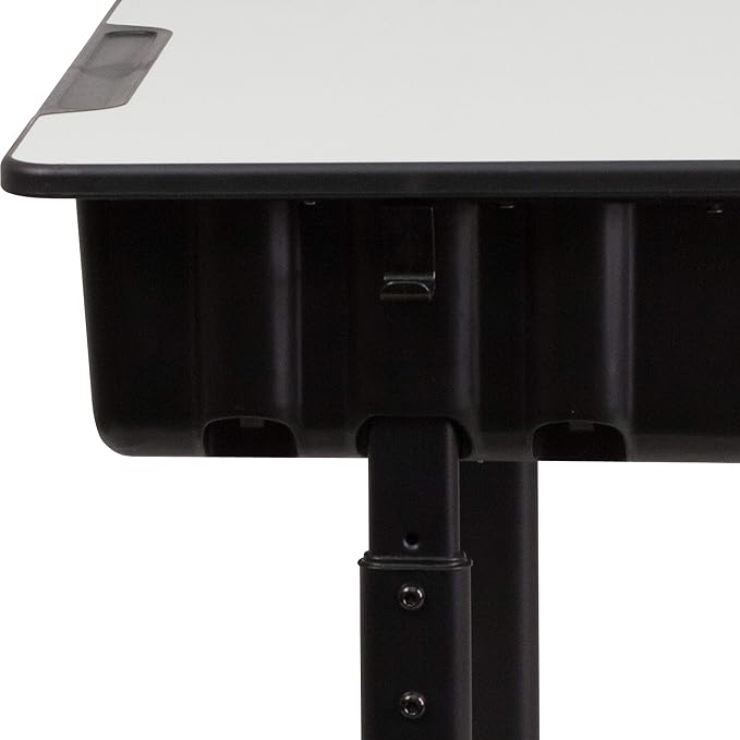 Flash Furniture Billie Student Desks with Grey Tops and Adjustable Height Black Pedestal Frames, Set of 10