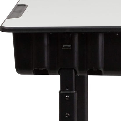 Flash Furniture Billie Student Desks with Grey Tops and Adjustable Height Black Pedestal Frames, Set of 10