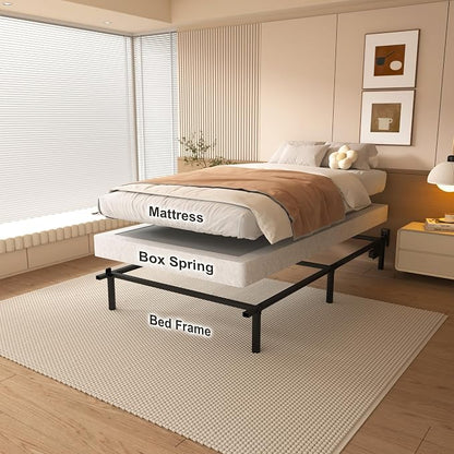 NHODIR 4 Inch Twin Box Spring Bed Base,Heavy Duty Metal Box Spring for Twin Bed Mattress Foundation with Fabric Cover, Noise-Free, Easy Assembly