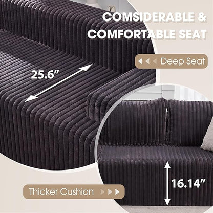 Hobestluk Boneless Couch Modular Sectional Sofa L-Shape Cloud Couch Lounge | 96" Right Facing Chaise Darkgrey,Memory Foam,Removable Cover,Non-slip Bottom,No Assemble Required,Furniture for Small Home