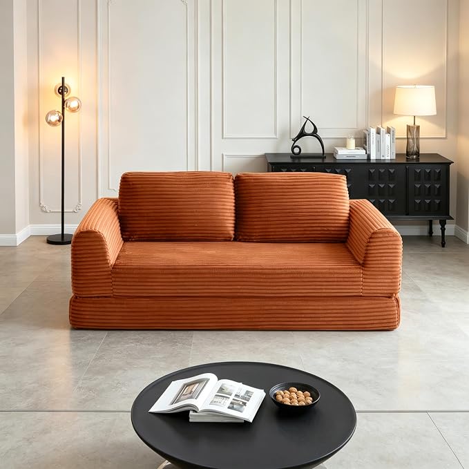 82-Inch Foldable Loveseat Boneless Cloud Couch, Modern Compressed Foam Daybed Floor Mattress Sleeper Sofa, 2-in-1 Boneless Convertible Sofa in a Box,No Assembly Required