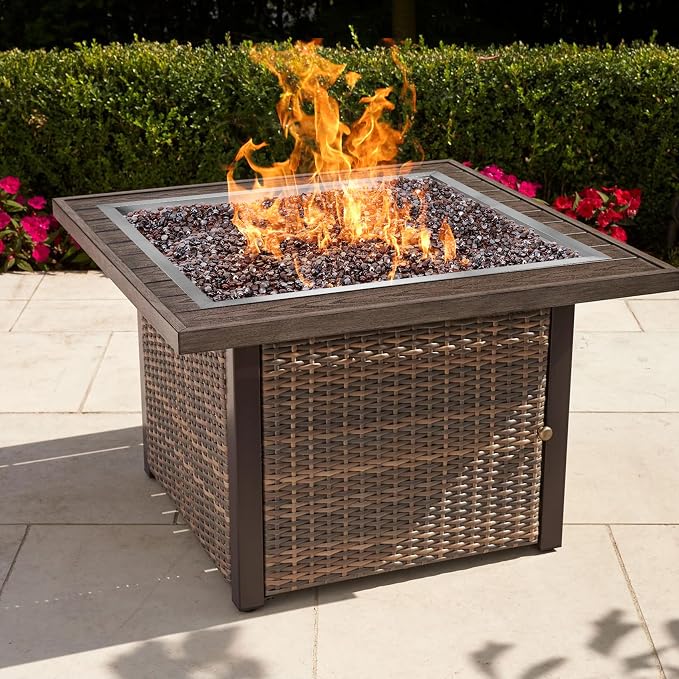 onlyfire Stainless Steel Square Fire Pit Flat Pan with Burner Ring Assembly, 30-Inch