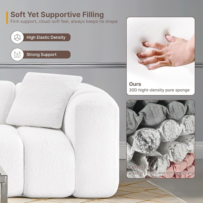 KISLOT 84" Boneless Couch No Assembly Required Loveseat Sofa Modern Deep Seat Cloud Couch Modern Compressed Sofa Oversized Upholstered 3-Seater for Living Room Bedroom