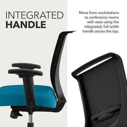 HON Convergence Ergonomic Office Chair with Mesh Back, Adjustable Arms, Lumbar Support, Synchro‑Tilt Desk Chair with Wheels for Home Office or Computer Use, Black Frame, Peacock