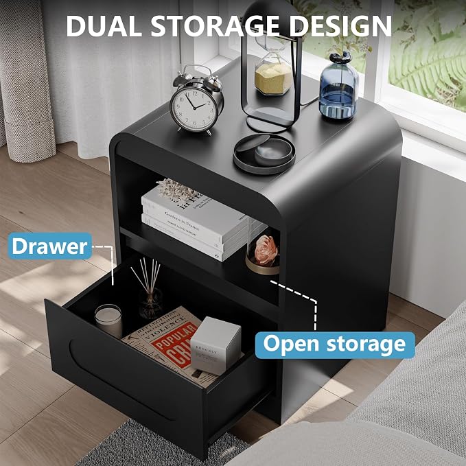 4 Pcs Bedroom Set, Dresser and Nightstand Sets | Including Modern Wooden Tall 6 Drawer Dressers, Wide 6 Drawers Dresser & Night Stand Set of 2 for Bedroom, Black