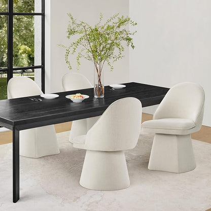 KISLOT Swivel Dining Chairs Modern Desk Chair Upholstered Linen Fabric Side Chair for Kitchen Dining Room Bedroom,Linen,4 Box