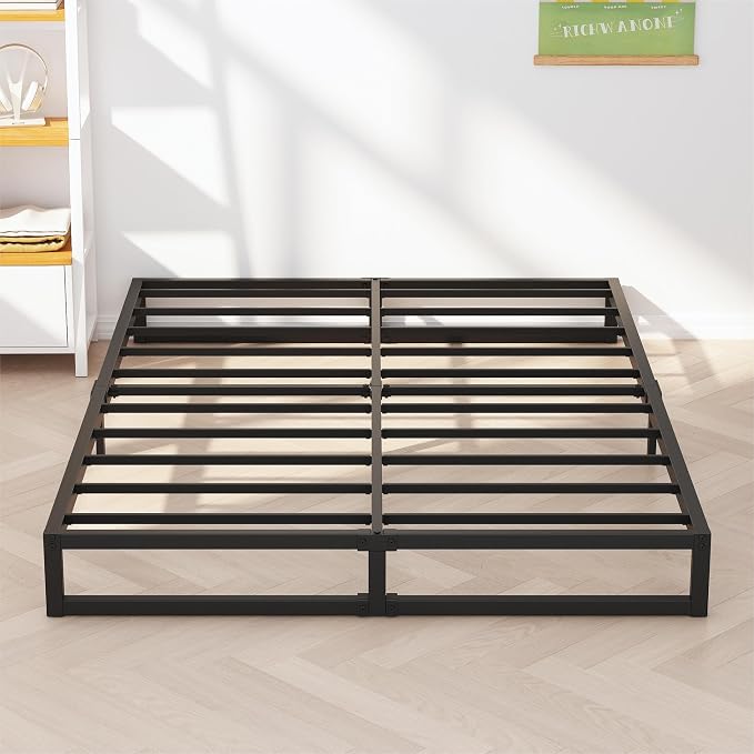 Richwanone 5 Inch King Size Bed Frame Heavy Duty Metal Platform Bed, Black | King Bed Frame, Mattress Foundation with Steel Slat Support, No Box Spring Needed, Easy Assembly