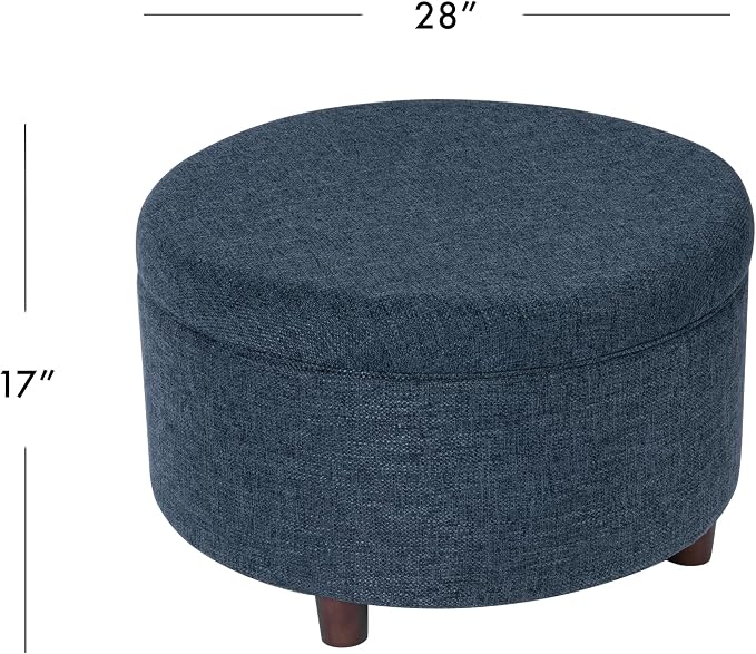 HomePop 28" Round Storage Ottoman - Textured Navy