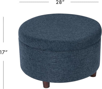 HomePop 28" Round Storage Ottoman - Textured Navy