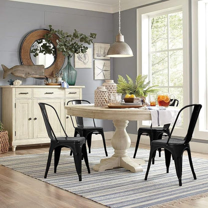 Devoko Metal Dining Chair Set of 4, 18 Inch Seat Height Chair, Stackable Classic Trattoria Metal Chairs 300 Weight Capacity for Indoor Outdoor Home Kitchen Patio Cafe Restaurant Use