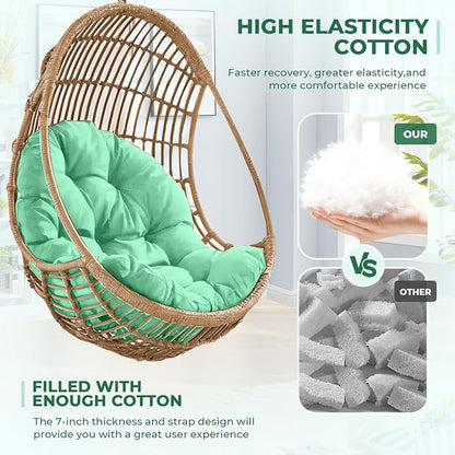 DANGHOOGY Egg Chair Cushion, Waterproof Outdoor Egg Replacement Cushions, Patio Chair Cushions for Outdoor Funiture, Thickened Hanging Chair Cushion, 35x47x7 Inches (Cyan)